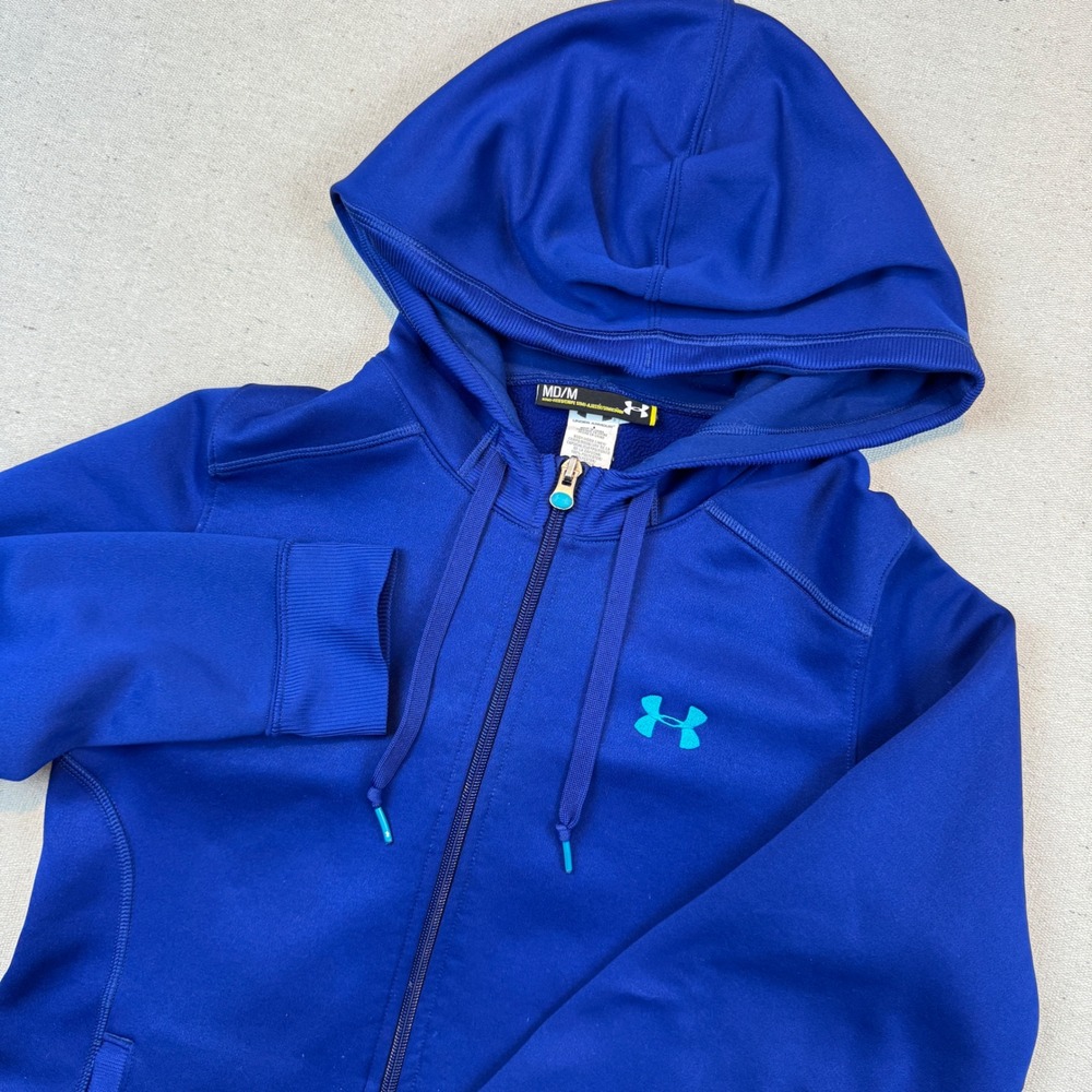 Under Armour Medium Full Zip Hoodie Womens Royal Blue Semi-Fitted Fleece Jacket